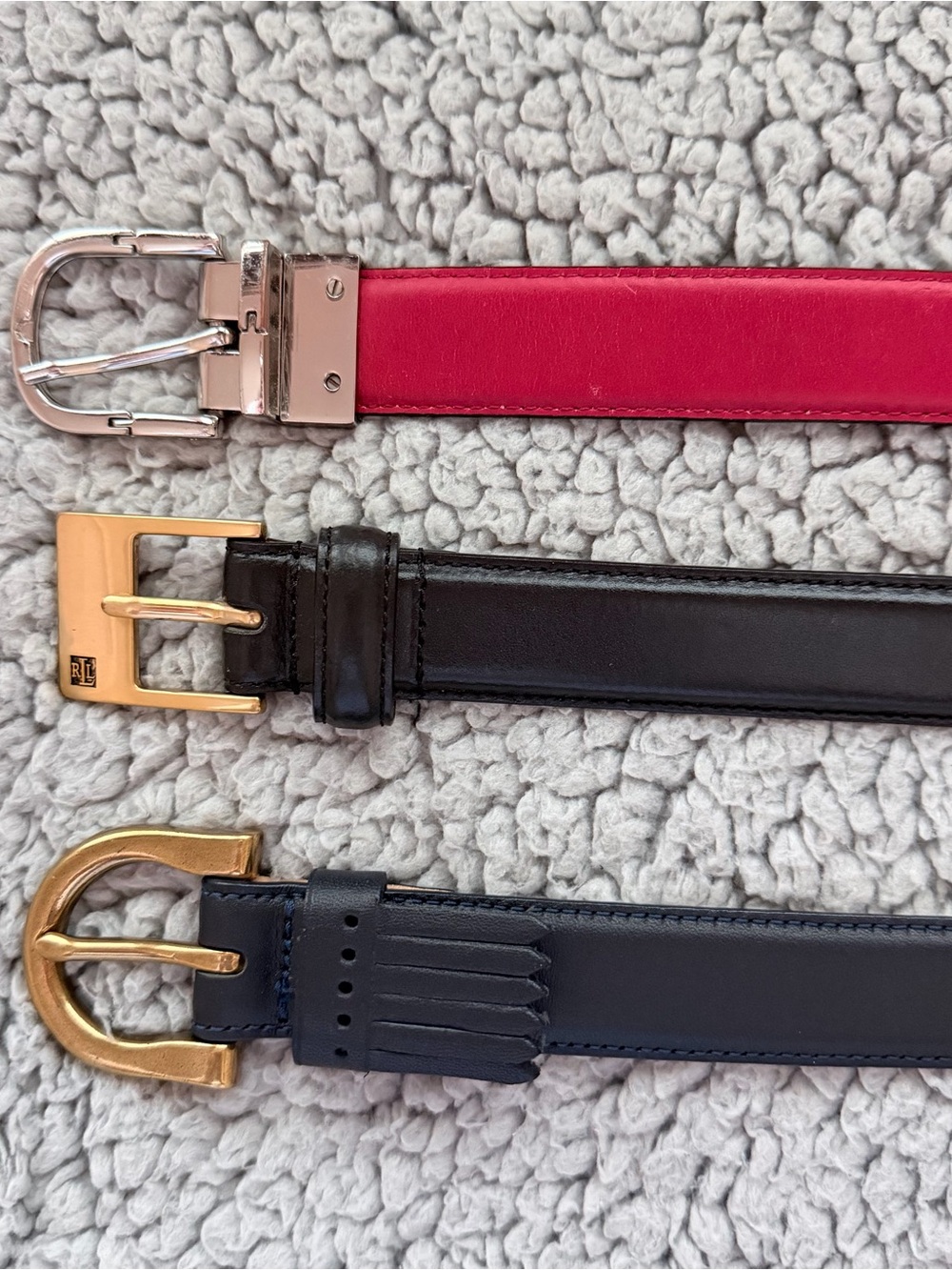 Lot Of 3 Women Leather Belt 2 Ralph Lauren And 1 Brooks Brothers Sise S
